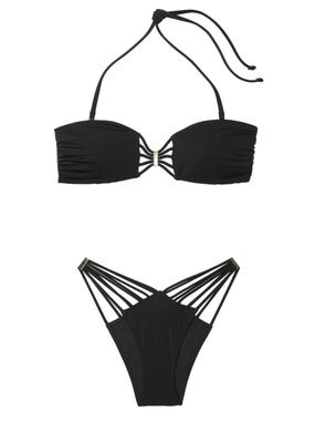 Victoria's Secret Black Strappy Bandeau Bikini